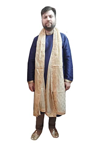 Foulard indien homme soie traditionnel crème fait main : le cadeau idéal d'exception et élégant