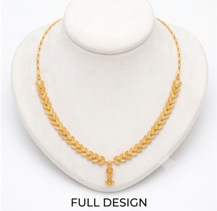 Image of Elegant Gold Leaf Pattern Necklace with Pendant | Lightweight & Comfortable