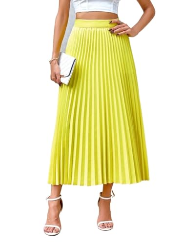 Trend Women's Summer Basic Skirt Solid Color High Waist Pleated Elegant Office Skirt Business For Beach