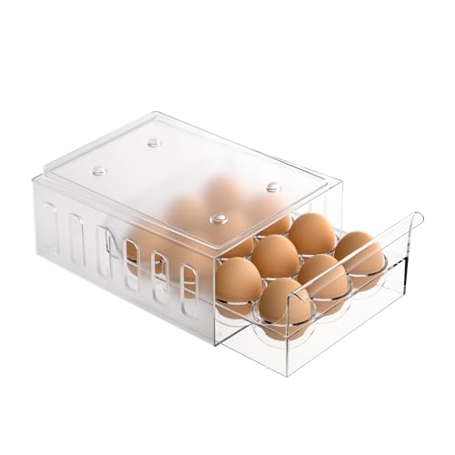 Image of Ettori Egg Holder for Refrigerator Drawer Type Egg Container for Refrigerator BPA Free Fridge Organizer-12 Egg Storage,Stackable