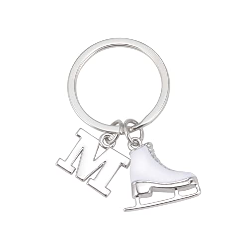 LIKGREAT Pattino di ghiaccio portachiavi figura pattinaggio Keychains iniziale pattinaggio su ghiaccio fascino portachiavi inverno Natale decorazione regali per le donne ragazze (M)