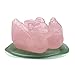 Jovivi Natural Rose Quartz Mandarin Ducks Feng Shui Love Birds on Lotus Leaf Figurine - (Male and Female)
