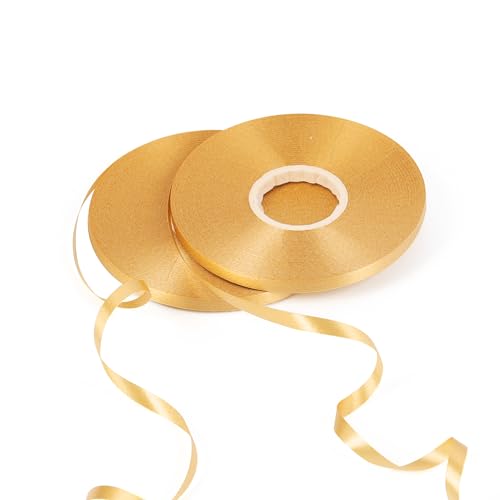 HONGCI 50m x 2 Rolls Gold PVC Curling Ribbon for Balloons Gift Wrapping Party Decorations