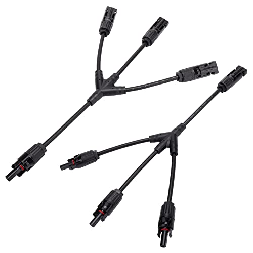 Coomoors 1 par de Cables solares en Y con Conector de 4 mm2 (MMMF+ FFFM), Conector Solar PV para Panel Solar fotovoltaico Cover