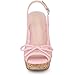 Allegra K Women's Platform Heels Bow Lace Wedge Pink Sandals 8 M US