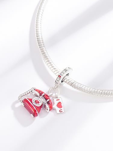 Landline Telephone Dangle Charm 925 Sterling Silver Charms Fit Women Bracelet And Necklaces Bead Charm Pendant Jewelry Gifts For Family Friends4