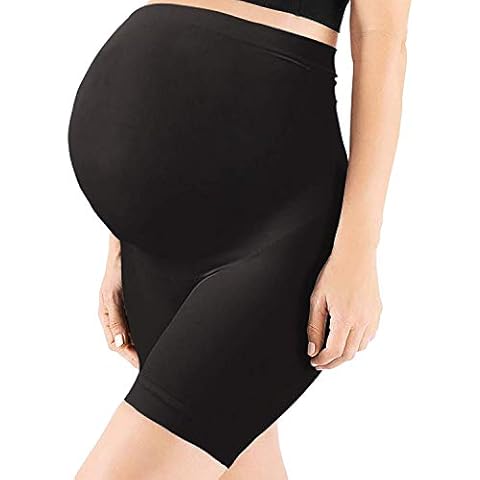 OTIOTI Womens Seamless Maternity Shapewear High Waist Mid-Thigh Pettipant Pregnancy Underwear for Belly Support - black - Large Cover