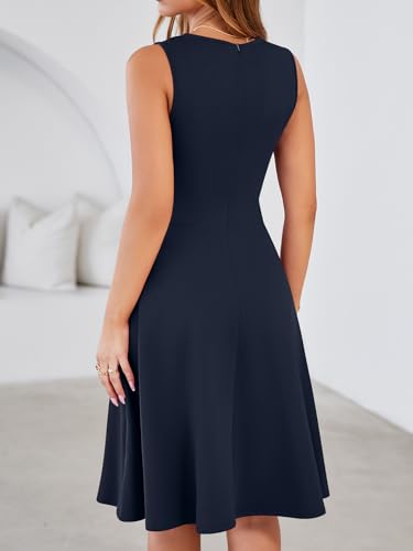 YATHON Fit and Flare Cocktail Dress A-Line Pleated Knee Length Stretchy Semi Formal Dresses for Women with Pockets2