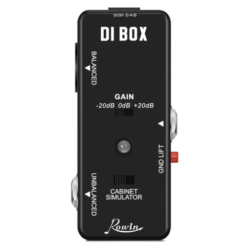 Rowin Guitar Bass Passive DI Box Instrument to Balanced and Unbalanced Micro Direct Box Pedal