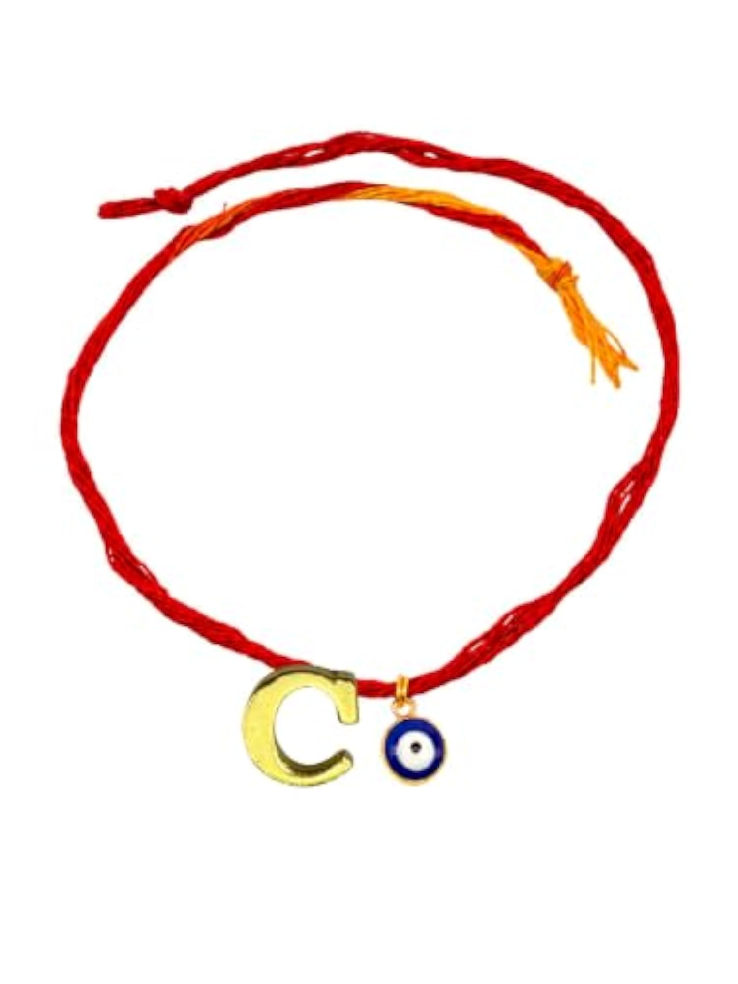 C Letter Gold Plated Initial Charm Rakhi Bracelet for Bhai