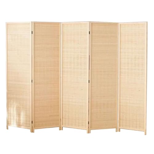 Paravent pliant en osier tressé à la main, cloison à 4 panneaux coloris 2 pour salon et bureau.