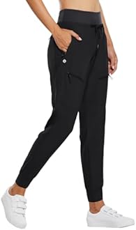 baleaf Women's Joggers Lightweight Hiking Pants High Waist 5 Zipper Pockets Quick Dry Travel Athletic UPF50+