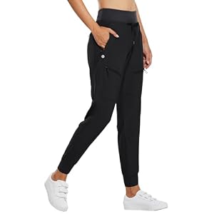 baleaf Women’s Joggers Lightweight Hiking Pants High Waist 5 Zipper Pockets Quick Dry Travel Athletic UPF50+