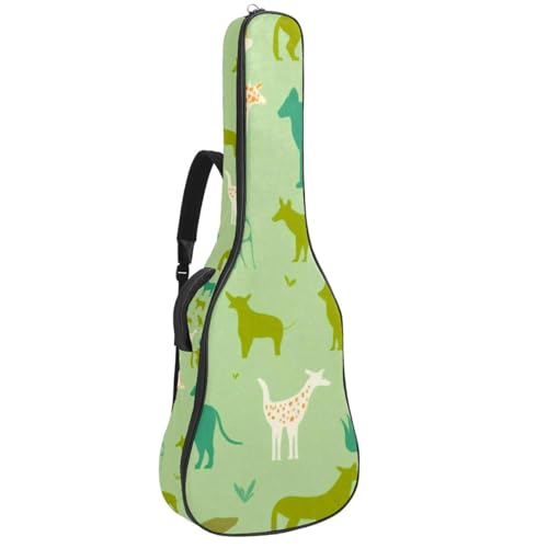 Housse guitare acoustique 41" imperméable multicolore à silhouette d'animal vert