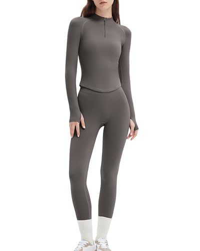 SUUKSESS Workout Sets for Women 2 Piece Seamless Long Sleeve Yoga...