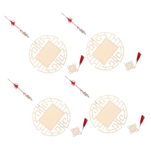 DIYEAH 4piezas Adornos De Estilo Antiguo De Madera Para Pintar Decoración Colgante Festival De Adornos Nudos Chinos Hogar