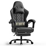 TRIUMPHKEY Sedia da Gaming Massaggiante,Sedia Gamer con Poggiapiedi Telescopico,Regolabile 90-150°,Poltrona da Gaming con Poggiatesta e Cuscino Lombare,Sedie da Ufficio,Portata 150kg(Nero)