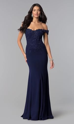 Lace Off Shoulder Mermaid Bridesmaid Dresses for Women 2022 Long Satin V Neck Beaded Formal Evening Prom Gowns with Train 6164