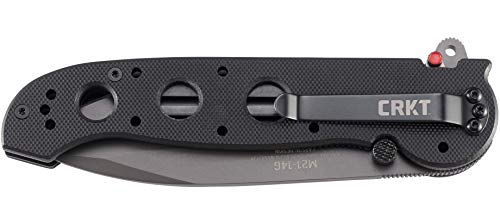 CRKT Faca de bolso dobrável M21-14G EDC: transporte diário, lâmina de borda serrilhada preta, serraç