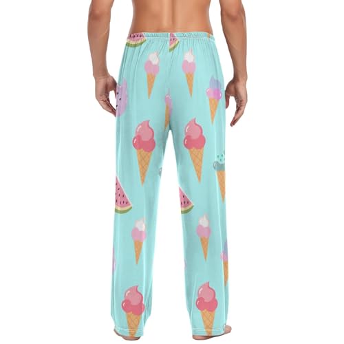 Men's Pajama Pants Colorful Ice-cream Cones Sleep Pajama Lounge Pant with Pockets, Elastic Waistband2