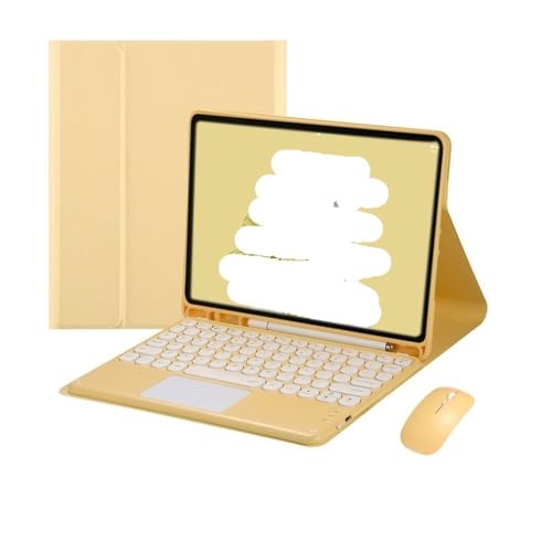 Étui de Protection Universel pour iPad Pro 12.9 Jaune Citron avec Clavier Tactile et Souris