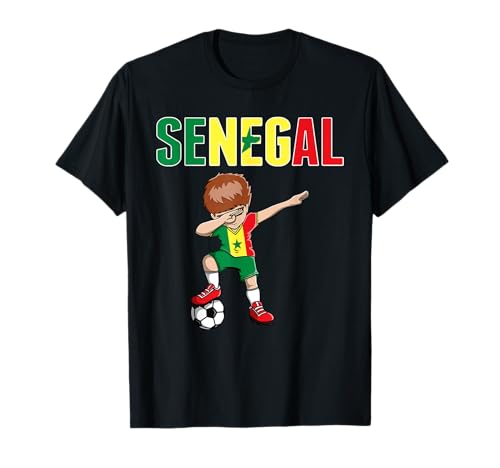 Dabbing Soccer Boy Senegal Soccer Fan Jersey Senegal Bandera senegalesa Camiseta