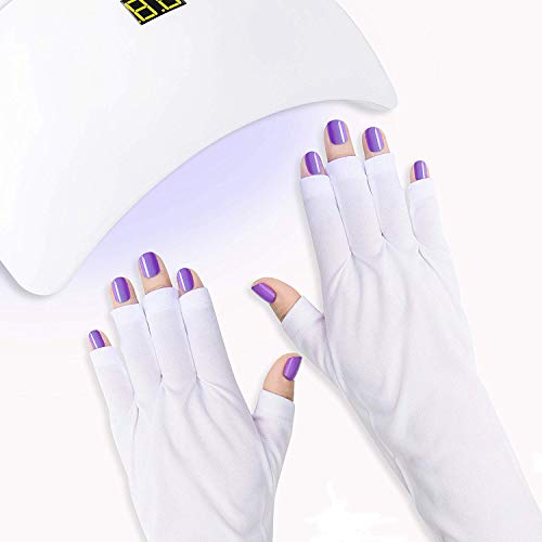 Subay 1 Pairs Anti UV Glove UV Shield Glove Gel Manicure, Professional Anti-UV Fingerless Protect Hands from UV Light Lamp Dryer, White