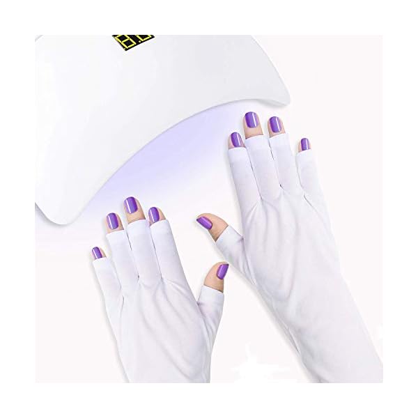 SUBAY UV Gloves for Gel Nail, UV Protection Fingerless Gloves for Manicures Nail Art, Sun Gloves for Gel Nail Lamp with UPF 50+, Long White