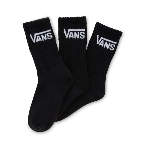 Vans Kids' Classic Crew Sock ROX Socks (3-Pack), Black, 1-6