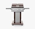 Permasteel 3-Burner Gas Grill | Cast Iron Cooking Grates, Grilling Tools Holder, Foldable Sides, PG-A40301-MO, Pedestal Style, 30000 Total BTUs - Mocha