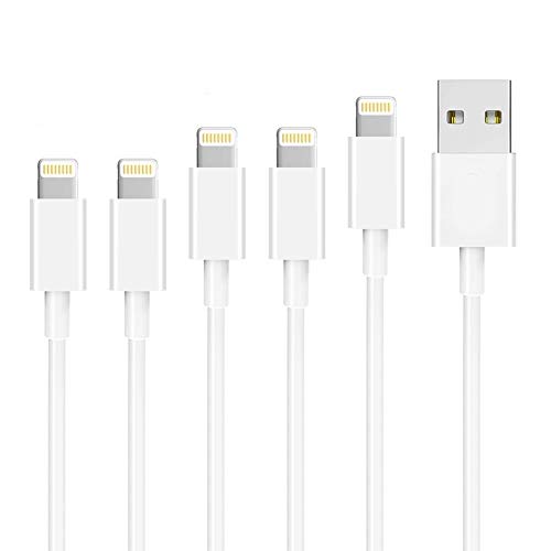 WSCSR【5本セット 3/3/6/6/10FT】 iPhone 充電ケーブル USB急速充電＆同期 ライトニングケーブル 高耐久 断線防止 アイフォン充電ケーブル iPhone/iPad/iPod各種対応 (ホワイト）