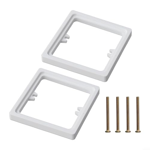 2 espaciadores de enchufe único de 10 mm cuadrados para placa de marco de 1 banda con 4 tornillos, diseñado para facilitar la instalación en espacios eléctricos compactos (blanco)