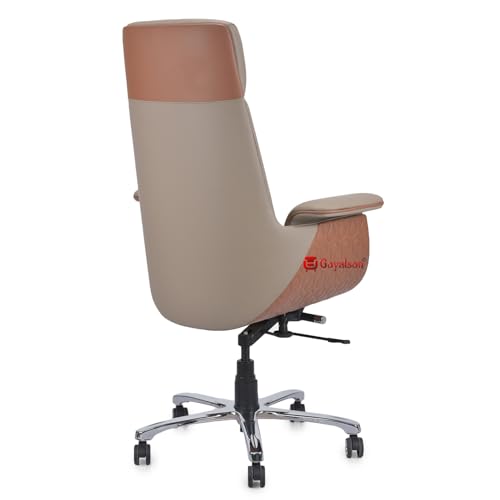Image of GOYALSON Comfortable Revolving Chair for Director Principal Manager Office with arm Rest with Wheels and Cushioned seat Back Chair (1, Brown, Premium Design High Back)