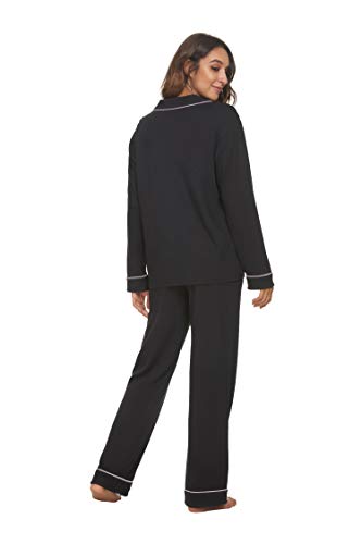 HEARTNICE Womens Pajama Set, Soft Long Sleeve Pajamas & Long Pants with Pockets, Warm Button-up Sleepwear Lounge Pjs3