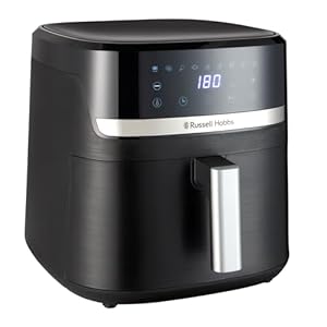 Russell Hobbs Air Fryer [8.3L,Max 200℃, 1800W] (9 Programs, Oil Free Cooking, Rapid Air Technology, Touchscreen, Auto Shut-Off, Keep warm, Roast, Bake, Grill, Dishwasher safe parts) Satisfry 27632
