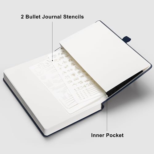 Image of RETTACY Blank Journal Notebook, 192 Pages, A5 Medium Size (5.7'' x 8.3'') | Leather Hardcover, 100 GSM Thick Paper, for Sketching, Drawing, Painting (Navy blue)