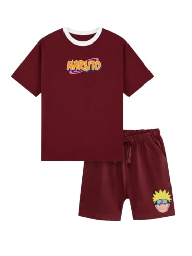 Image of Nap Chief Kids Cotton Naruto Print Co-Ord Set for Boys & Girls | Half Sleeve T-Shirt & Shorts Set | Soft Casual Summer Wear