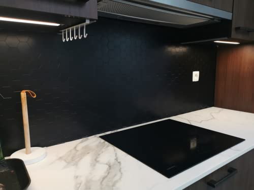 Azulejos negros autoadhesivos de aluminio hexagonal para cocina (12 hojas) 6