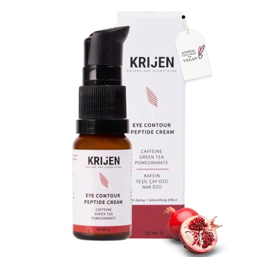 Crema de contorno de ojos iluminadora con péptido y cafeína 10 ml | Efecto antienvejecimiento | Té verde y extracto de granada Cuidado facial cosmético natural y belleza