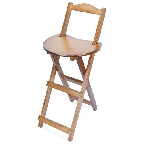 uyoyous Barhocker klappbarer Küchenstuhl aus Bambus mit Rückenlehne und Fußstütze für Küche und Hausgartenbar, 61 cm Sitzhöhe, Dunkelbraun