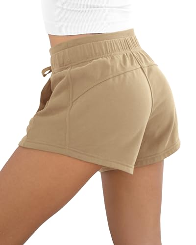 Image of ODODOS Women's Sweat Shorts with Pockets Cotton French Terry Drawstring Summer Workout Casual Lounge Shorts