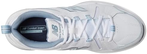 New Balance Women's 608 V5 Casual Comfort Cross Trainer, White/Light Blue, 9 - 4