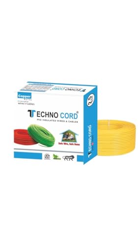 Image of TechnoCord pvc Insulated Wire 90 Meter Copper Wire (YELLOW, 2.50 SQ MM) | PVC