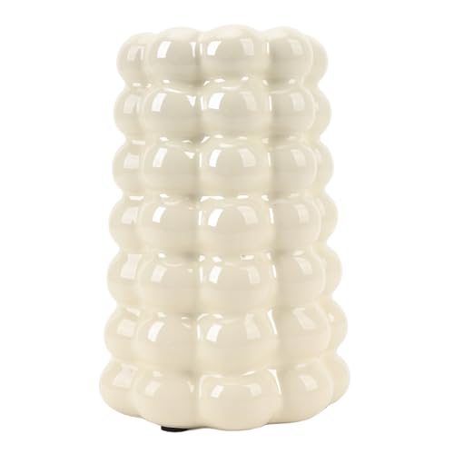 Vase à bulles en céramique crème 10x17,5 cm pour décoration de table