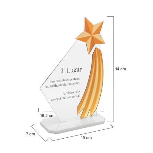 Troféu em Acrílico Personalizado Estrela (Branco)