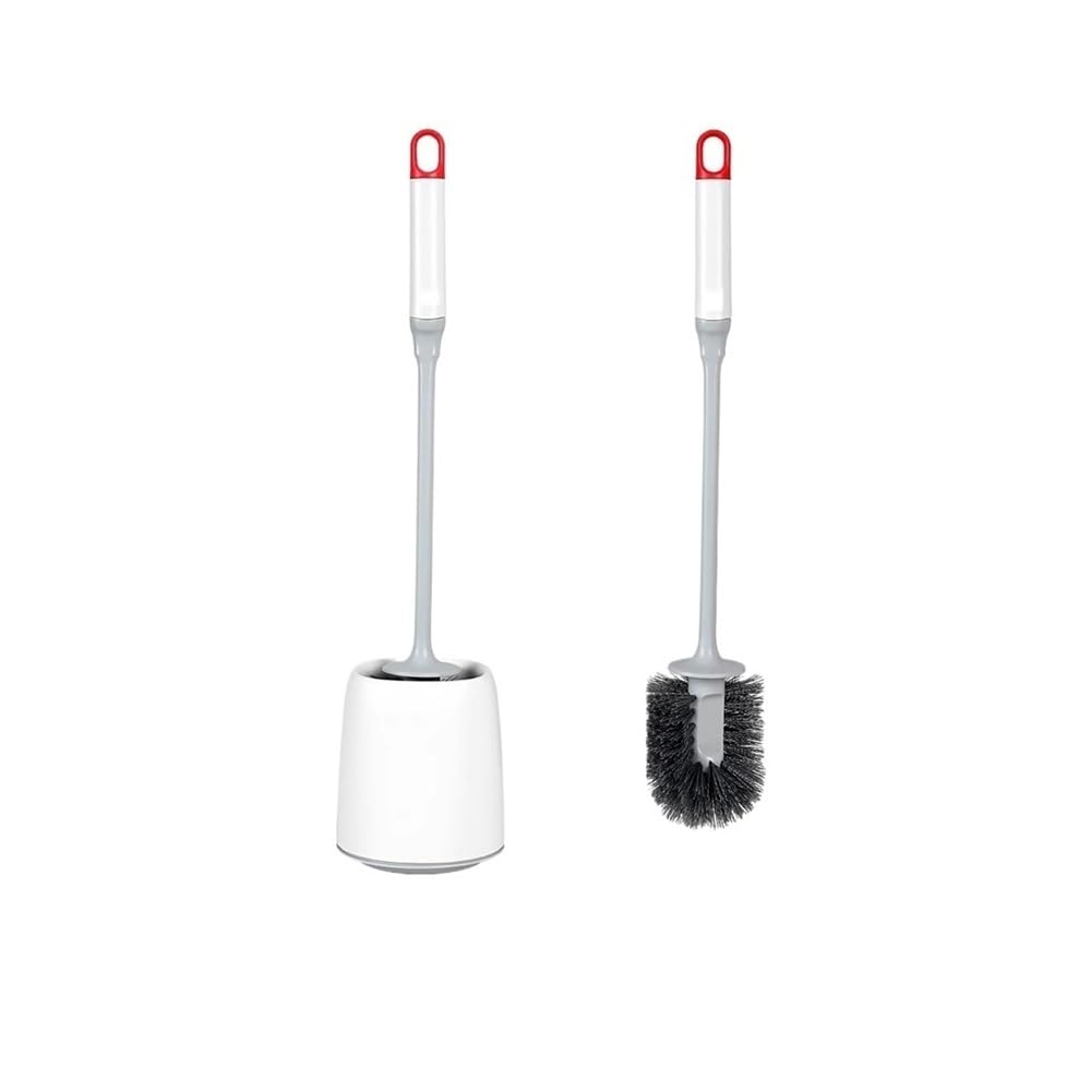 Bathroom Toilet Brush Standing or Hanging Plastic Toilet Brush Double Sided Brush Head Long Handle Toilet Brush Detachable Base Toilet Brushes Bathroom Set