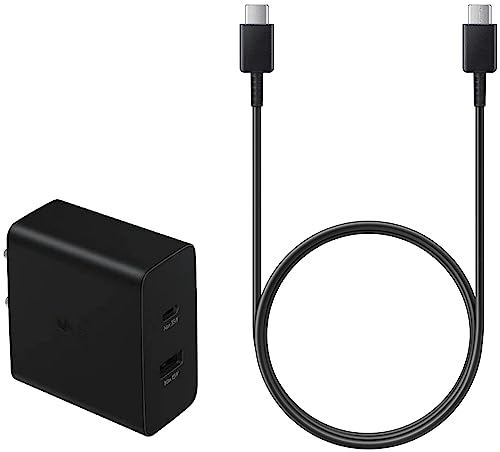Image of Samsung Original 35W Power Adapter Duo for Tablets, White, Black 35W & Samsung Original Type C to C Cable - 3.28 Feet (1 Meter), Black