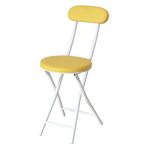ZHDWM Chair - Folding Stool, Home Back Chair, Metal Dining Table/Chair/Modern Minimalist Stool/Portable Office Chair/Bar Chair Folding chair (Color : Yellow)