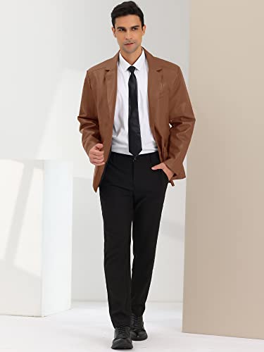 Lars Amadeus Men's Faux Leather Blazer Slim Fit Notched Lapel Formal Sports Coat Jacket3