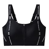 Blissbuilt Sujetador Deportivo Mujer Cremallera Delantera Cierre sin Aros Alto Impacto Push Up Sports Bra absorción de Impactos Top Deportivo para Fitness Yoga Running y Entrenamiento S-XXL